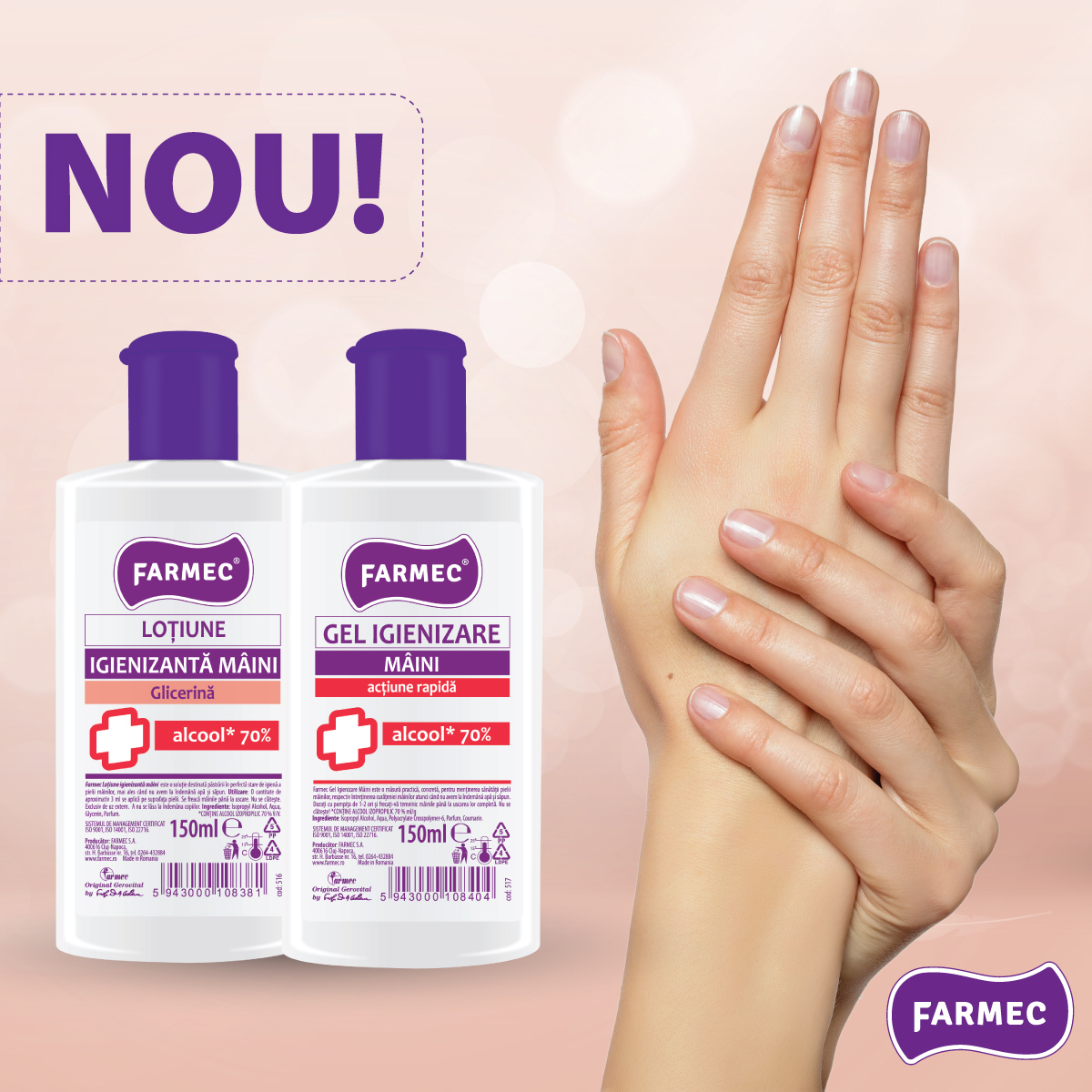 (P) Farmec începe producția a două noi produse igienizante pentru mâini
